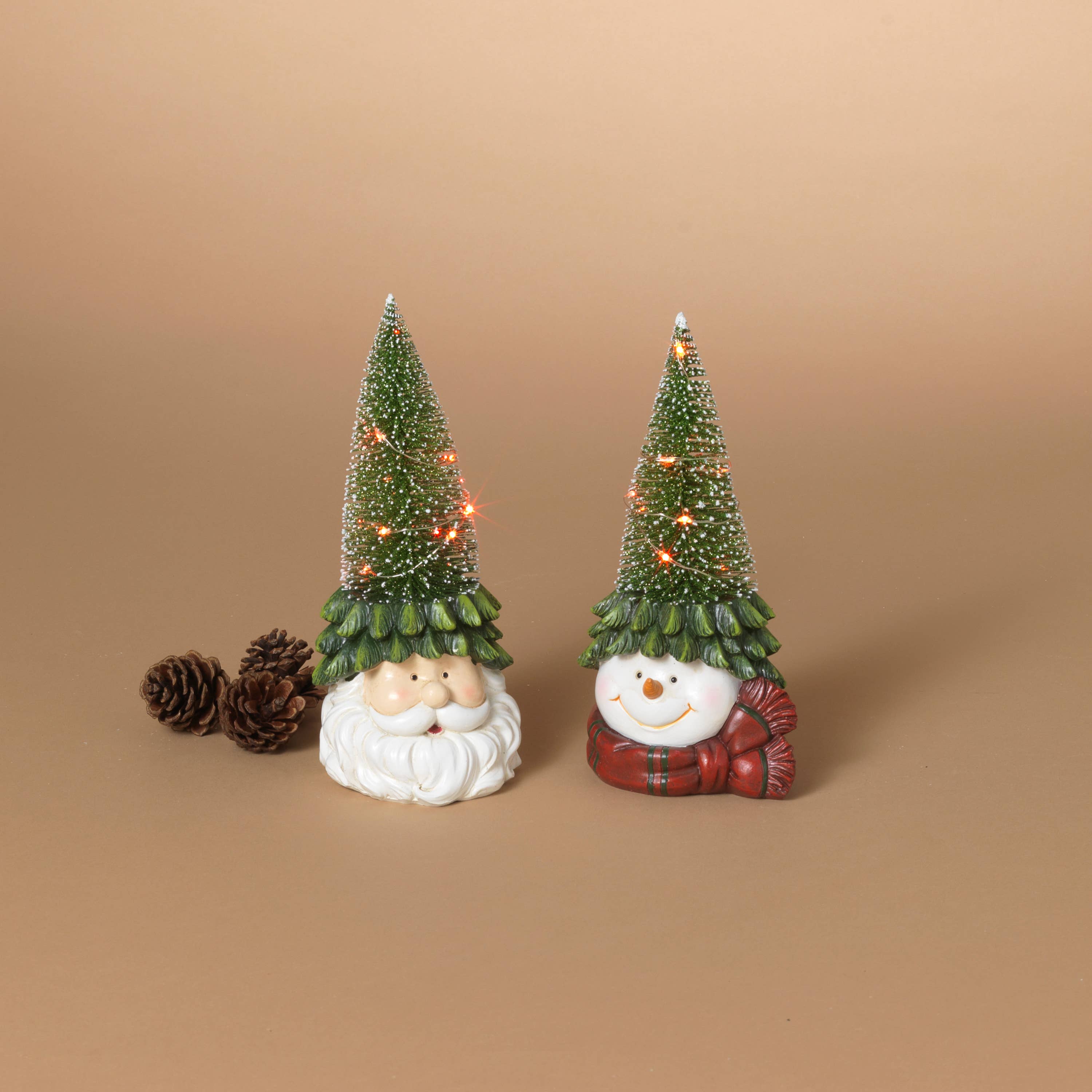 The Gerson Companies - Wholesale Christmas Decoration - Gerson Christmas 8.07"H B/O Lighted Resin Santa & Snowman w/0