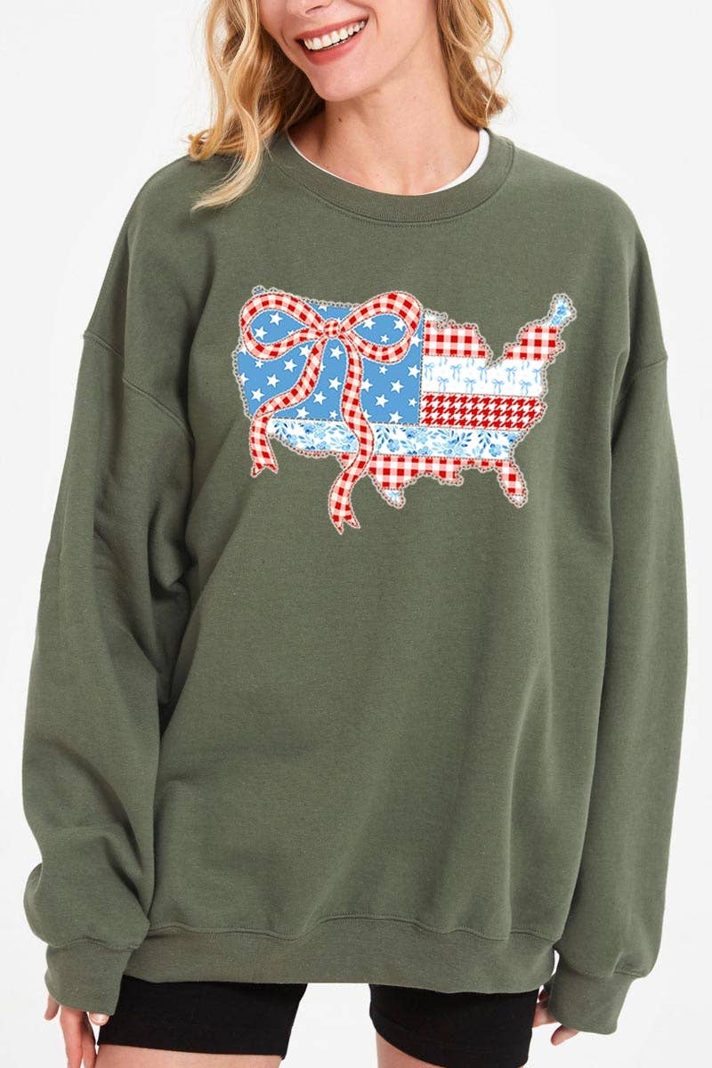 Pink Irene Wholesale - Wholesale Shirt - Women's - USA Map Patchwork Graphic Sweatshirt6