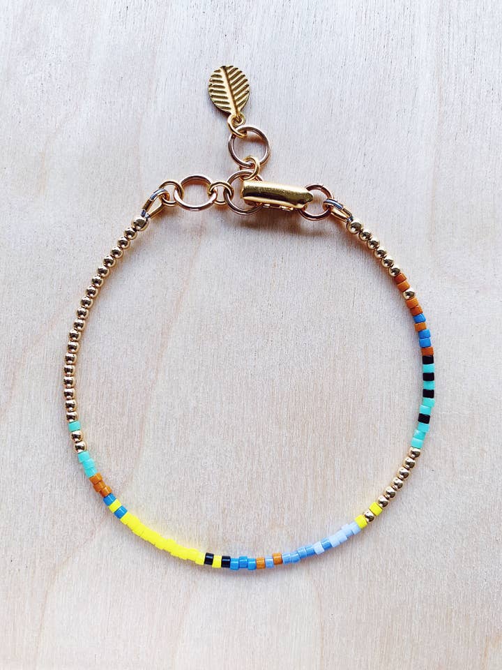 Gyldent Slange Armbånd - Skov - Glas + Guld Fyld Perler for engroshandel hos On the Lookout Jewelry