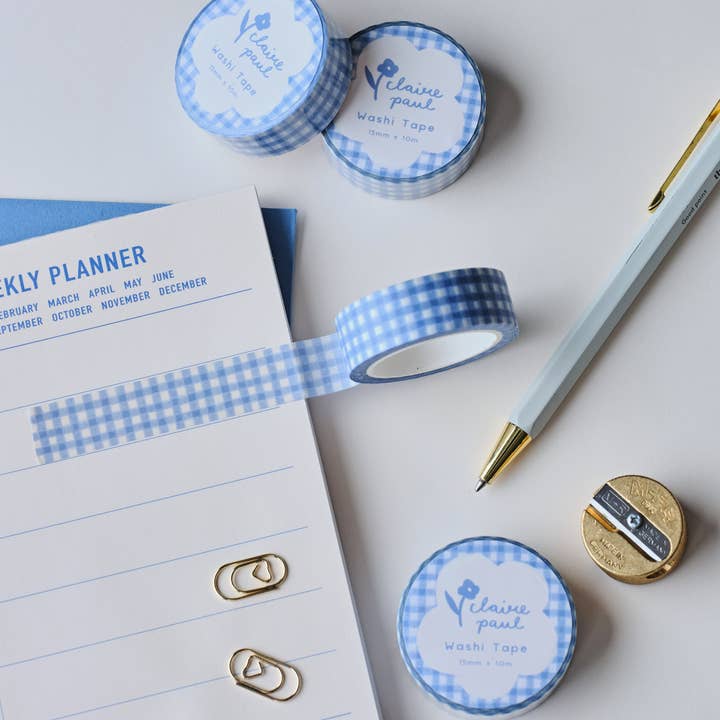Claire Paul - Wholesale Washi tape - Blue Gingham Washi Tape2