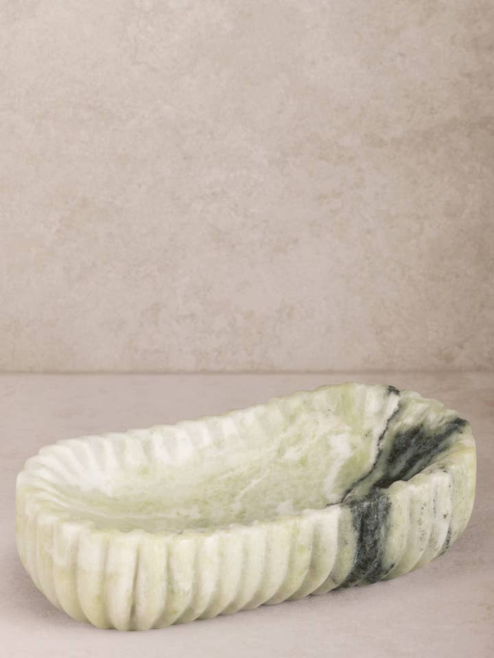 Naos Fluted Green Onyx Catch-All Tray for wholesale by GAURI KOHLI