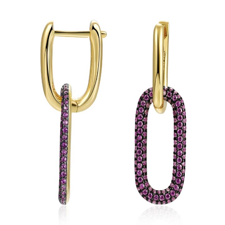 Long earrings/hoop zirconia - hoop - zirconia for wholesale by Buganto