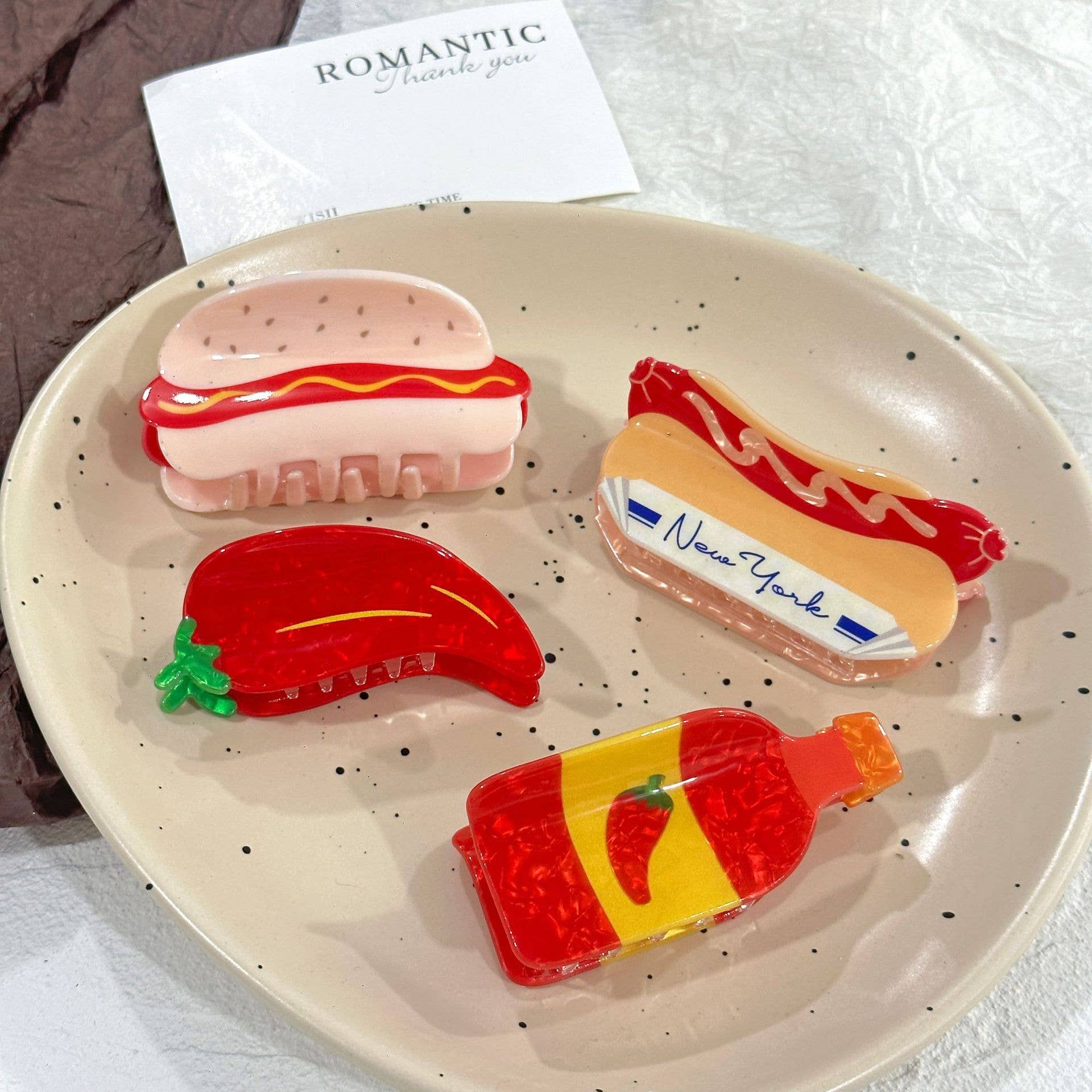 SoapElenGlen - Wholesale Hair Clip - Women's - Chili Sauce Hair Claw, Realistic Food Hot Dog Hair Clip7