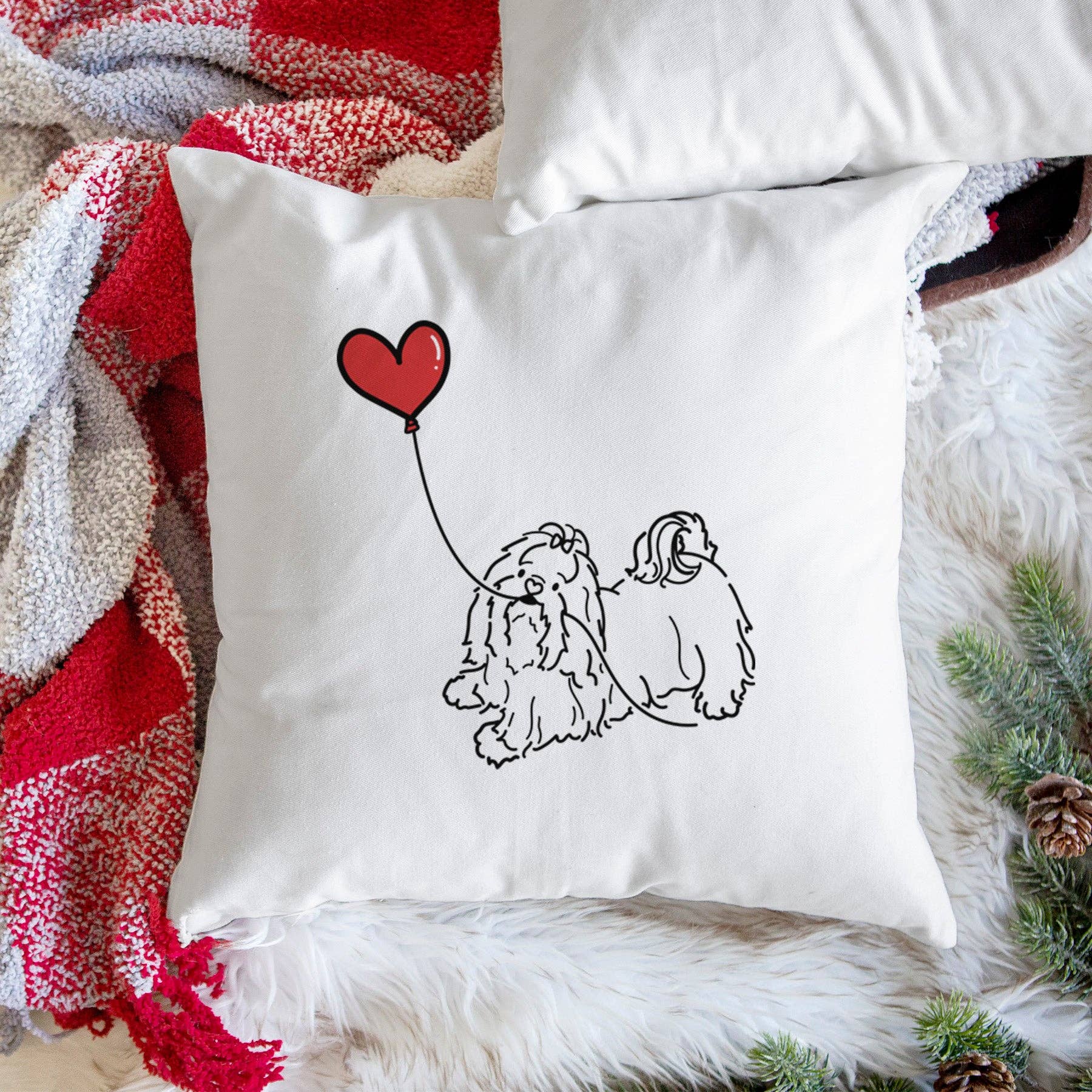 Inkopious - Wholesale Throw Pillow Cover - Shih Tzu Heart String - Throw Pillow Cover2