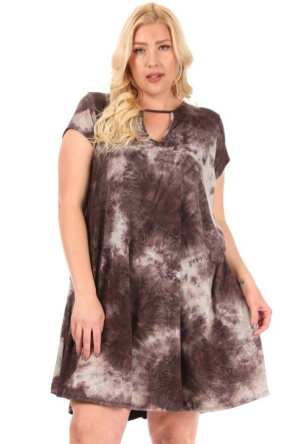 VIBE Apparel Co – wholesale Klänning - Dam – Plus slips färgämne nyckelhål sväng klänning25