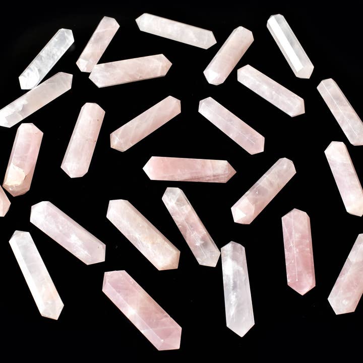 Soothing Crystals - Wholesale Spiritual Stone/Crystal - Lot of 20Pcs Rose Quartz Double Terminated Crystal Pencils