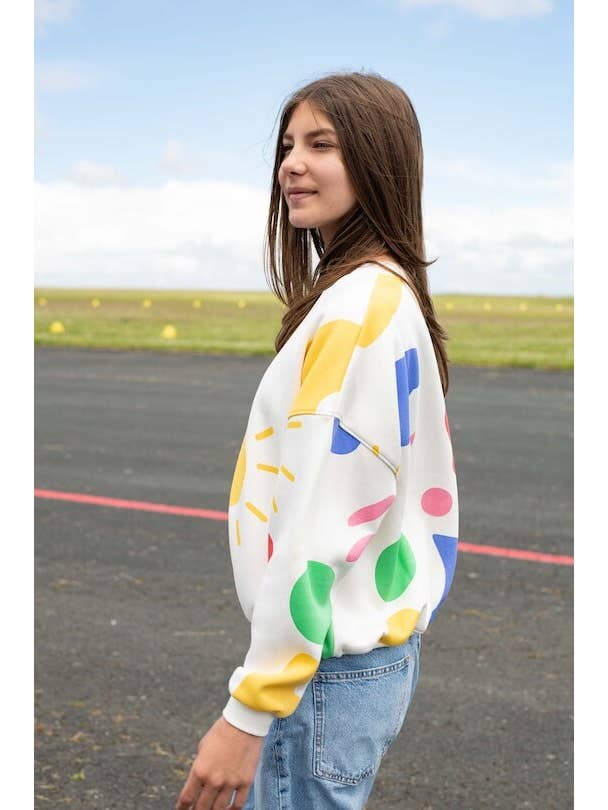 Ayuna - Wholesale Graphic Sweatshirt - Women's - Women's Oversized Cotton Sweatshirt Slightly Cropped - Miro1