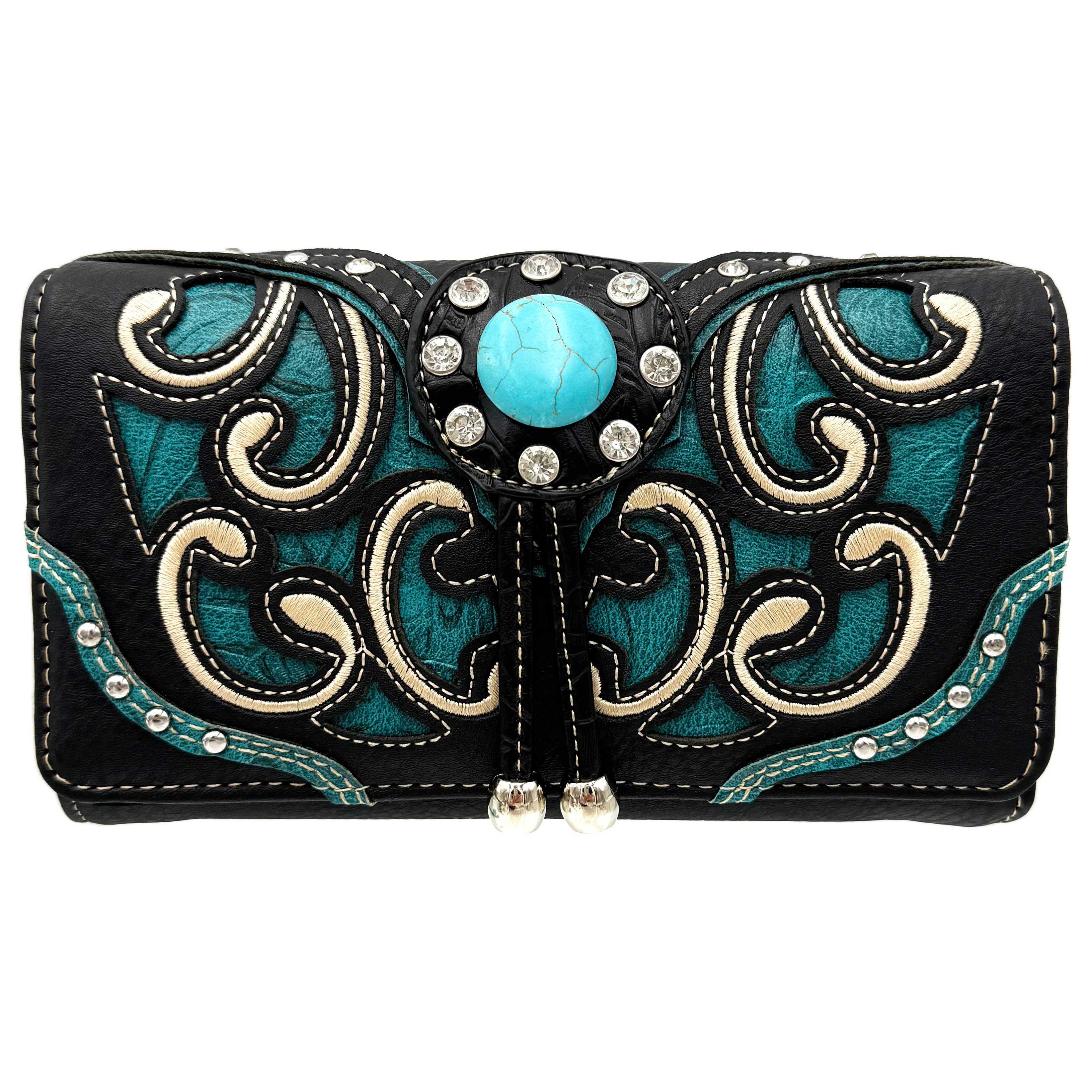 Lunar Deer - Vente Portefeuille – femme - Portefeuille à bandoulière Dolly Turquoise Concho Western1