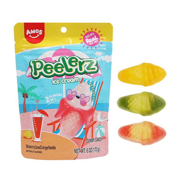 Showcase - Wholesale Gummy - Amos 4D Peelerz Peelable Fruit Gummy Candy (6oz) Multiple Flavors5