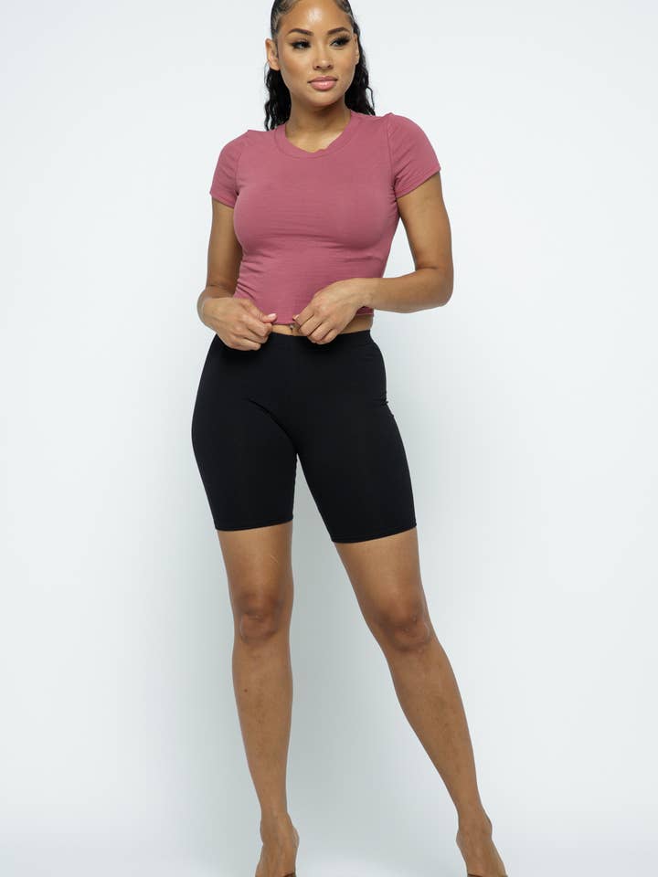 Lime All the Time - Wholesale T-Shirt - Women's - Solid Colored Cropped Round Neck Short Sleeve T-shirt