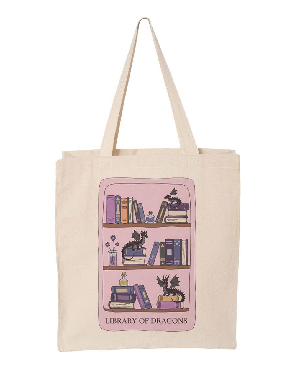 DaisyChainDesignCo – wholesale Tote bag – Unisex – Library of Dragons Canvas Tote Bag1