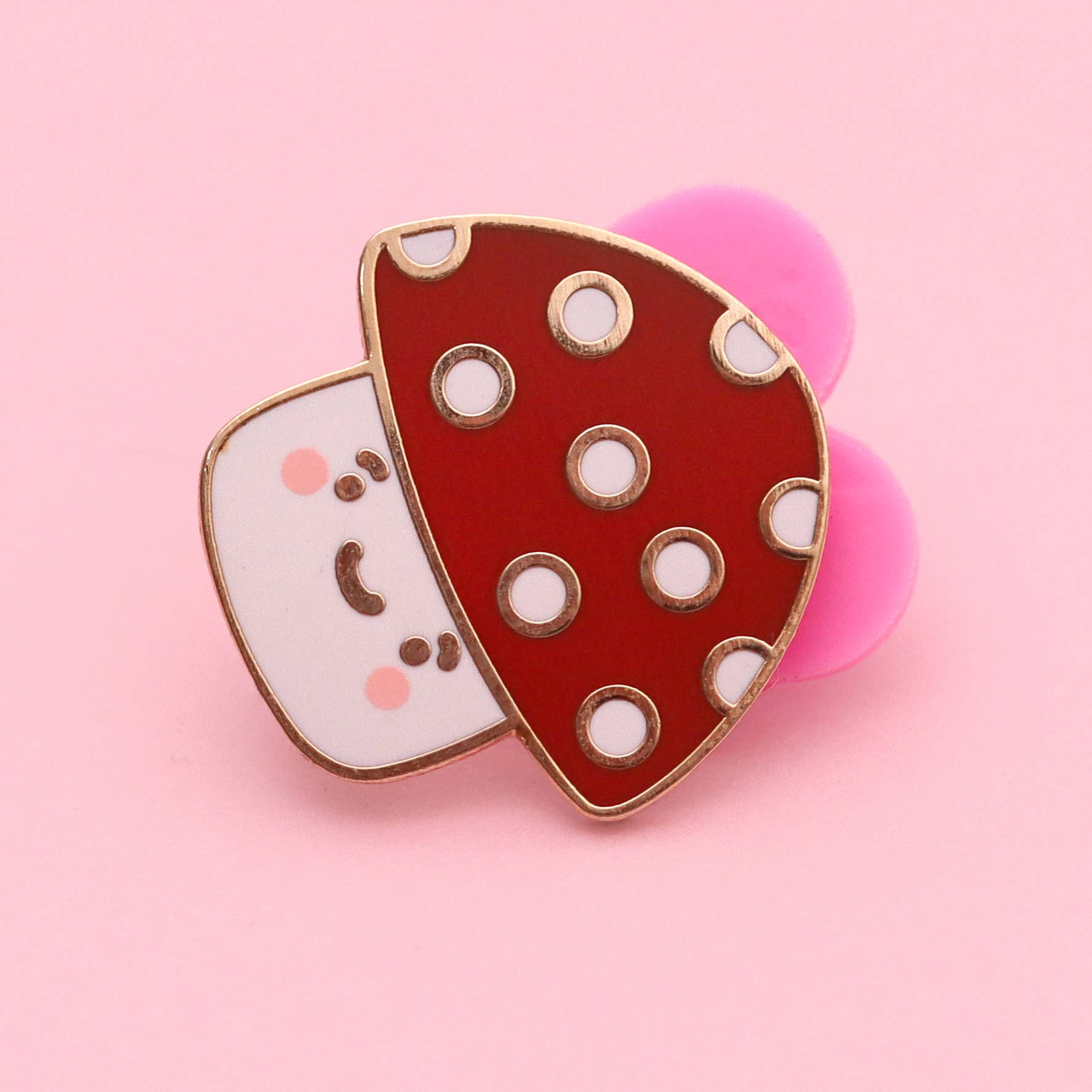 Fluffmallow (Custom duties for USA are pre-paid by us) - Wholesale Lapel Pin/Button - Cute Kawaii Mushroom Enamel Pin2