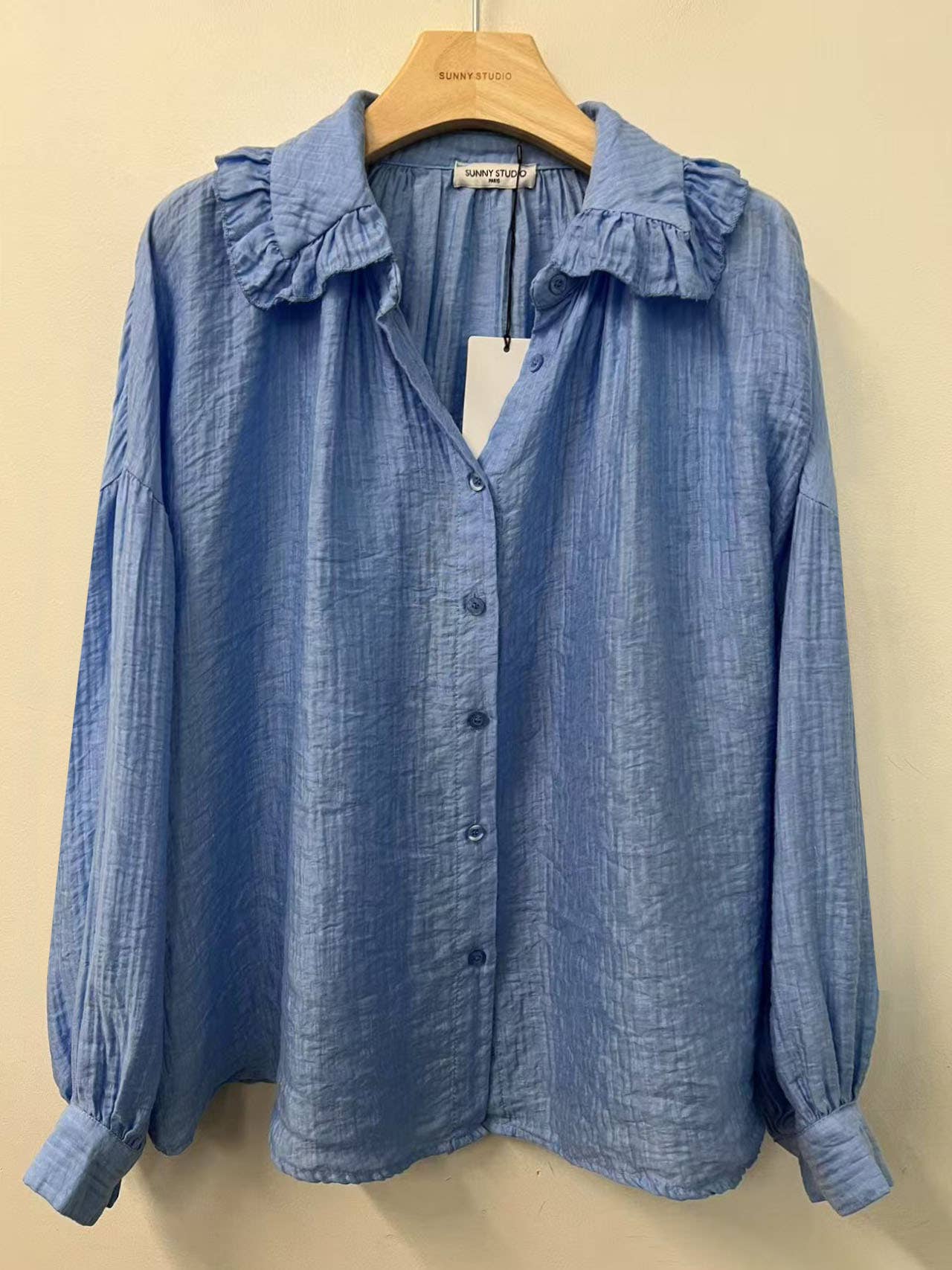 SUNNY STUDIO - Wholesale Button Down Shirt - Women's - Light blouse with gathered collar7