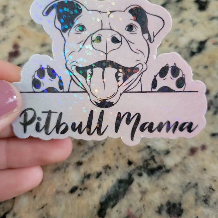 Dashmonograms – Großhandel Aufkleber – Wasserdichter Pitbull Mama-Aufkleber, wasserdichter Aufkleber, funkelnd1