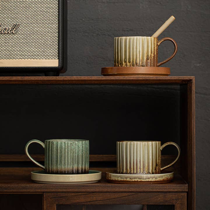 Gohobi - Wholesale Coffee Mug - Gohobi Japanese Style Ceramic Coffee Mug with Saucer Set 007