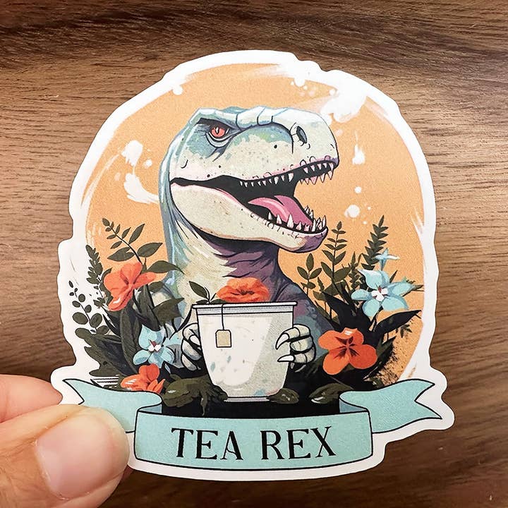 "Tea" Rex T-Rex | Funny Sticker | Waterproof Vinyl for wholesale by Missional Merch