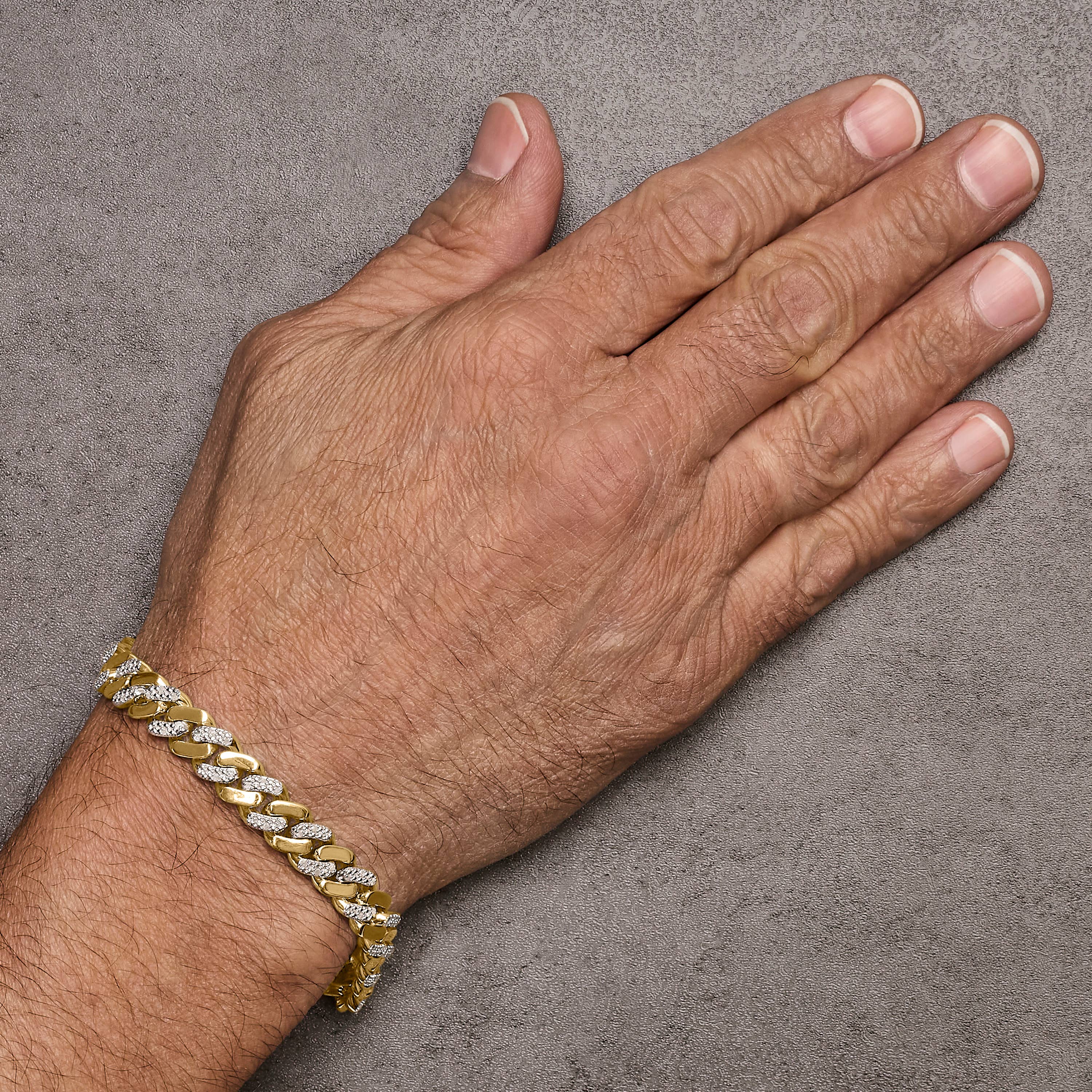 Infinite Jewels – wholesale Link & chain bracelet – Sterling Silver 1/2 Carat Diamond Cuban Curb Chain Bracelet4