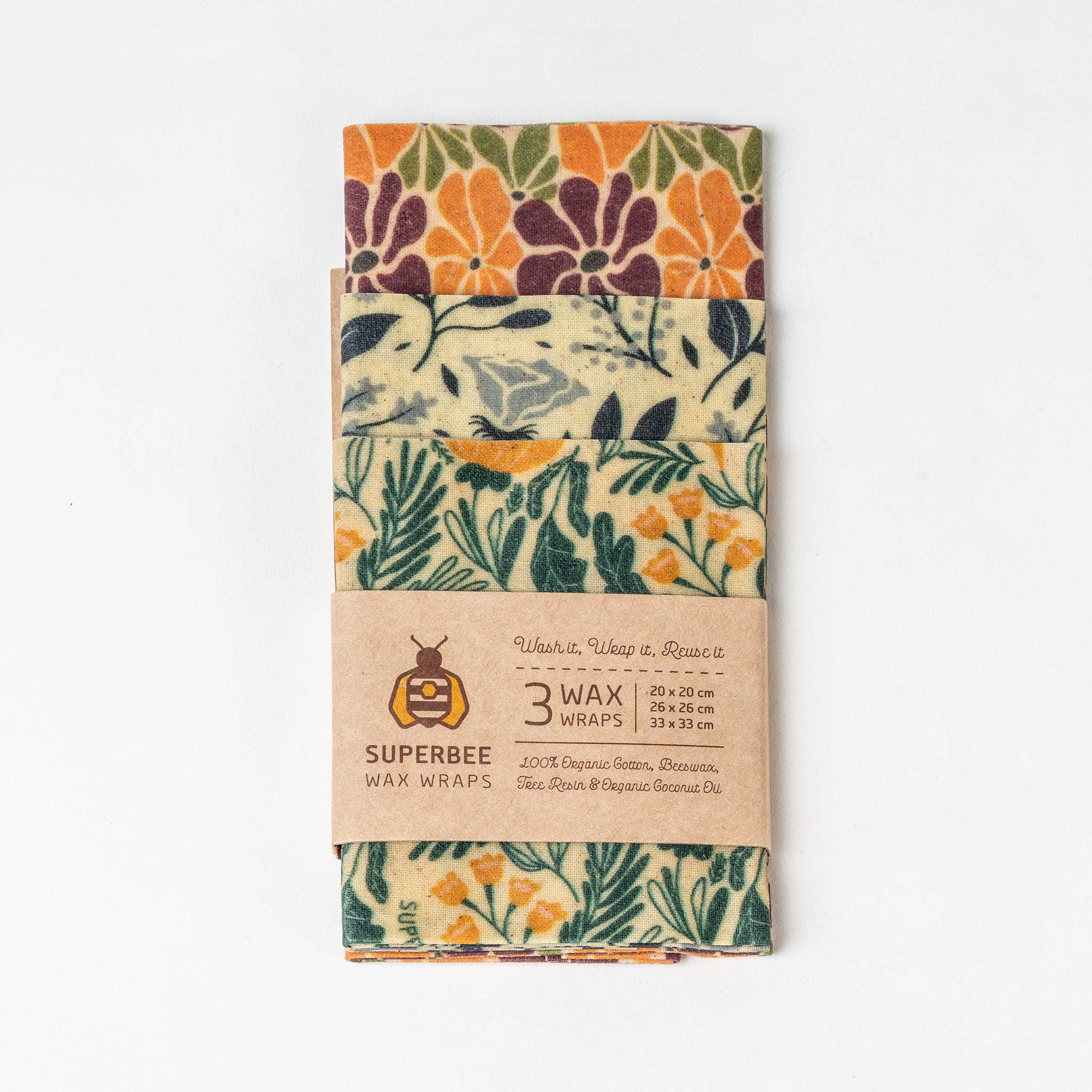 SuperBee - Eco Living Made Easy – Wrap/saco para armazenar alimentos por atacado – Conjunto de 13 - Envoltorios de Cera de Abelha Conjunto de 3 - Designs Mistos5