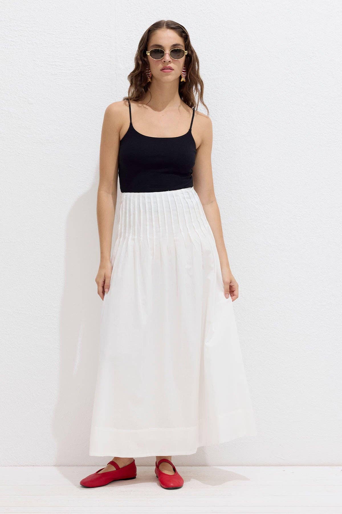Pleated Voile Skirt Ecru for wholesale on Faire