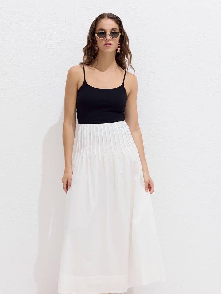 Pleated Voile Skirt Ecru for wholesale on Faire0