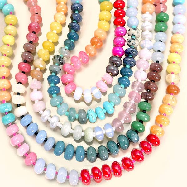JOSSLYN by wall to wall - Wholesale Beaded/Pearl Necklace - NATURAL AGATE GLASS SEMI PRECIOUS BEAD NECKLACE | 80N896