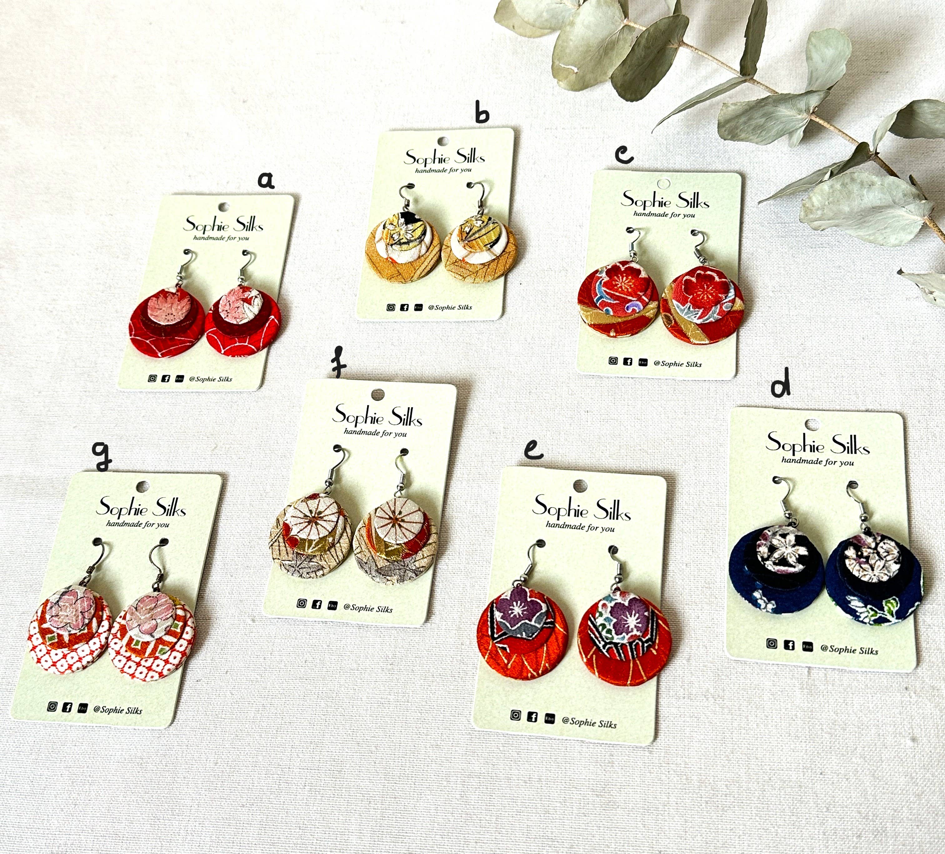 Sophie Silks - Wholesale Dangle earrings - Circle Disc Kimono Earrings10