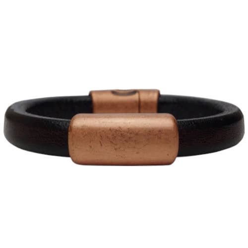 The Essence of Silver - Vendita all'ingrosso Bracciale a polsino - Bracciale da uomo in pelle, bracciale da donna, nord, rame