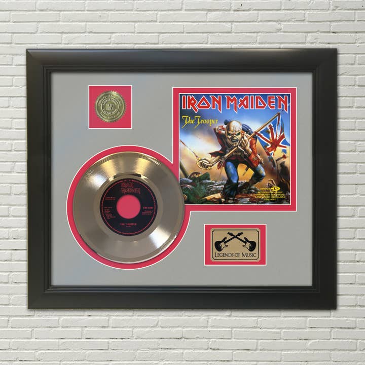 Gold Record Outlet – wholesale Wall Accent – Iron Maiden The Trooper Framed Gold 45 Display