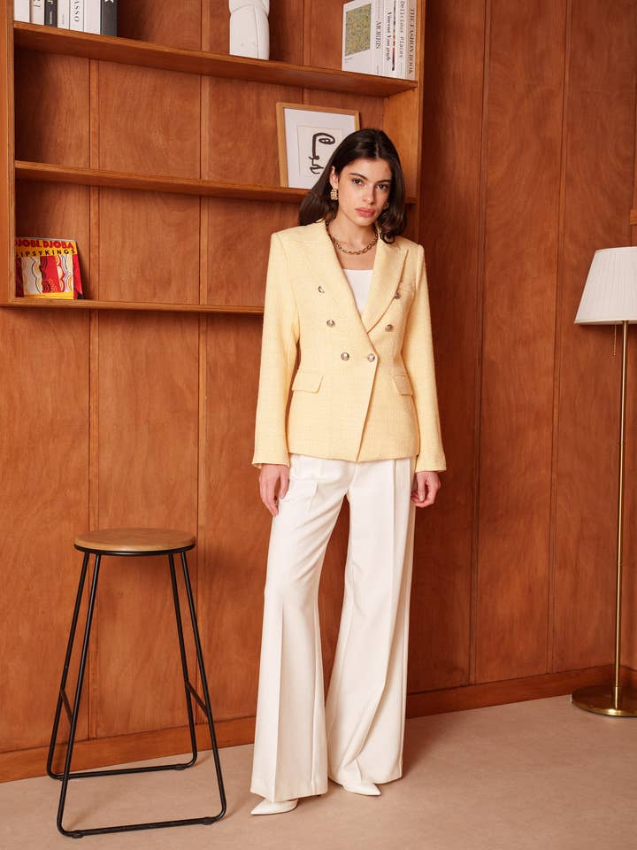 Chaqueta de traje entallada en tweed para venta al por mayor de Attentif Paris