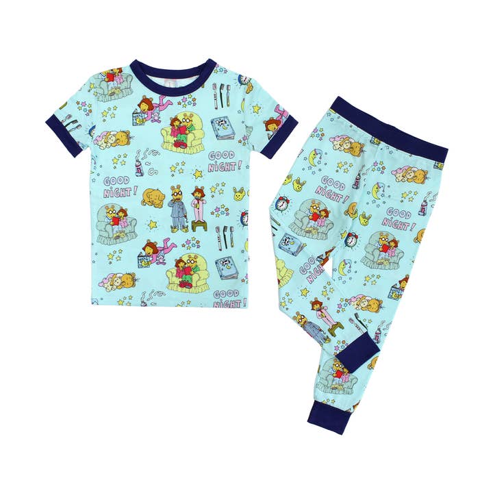 Blå/Multi God natt Arthur™ Bambupyjamas med kort ärm för barn för wholesale på Faire