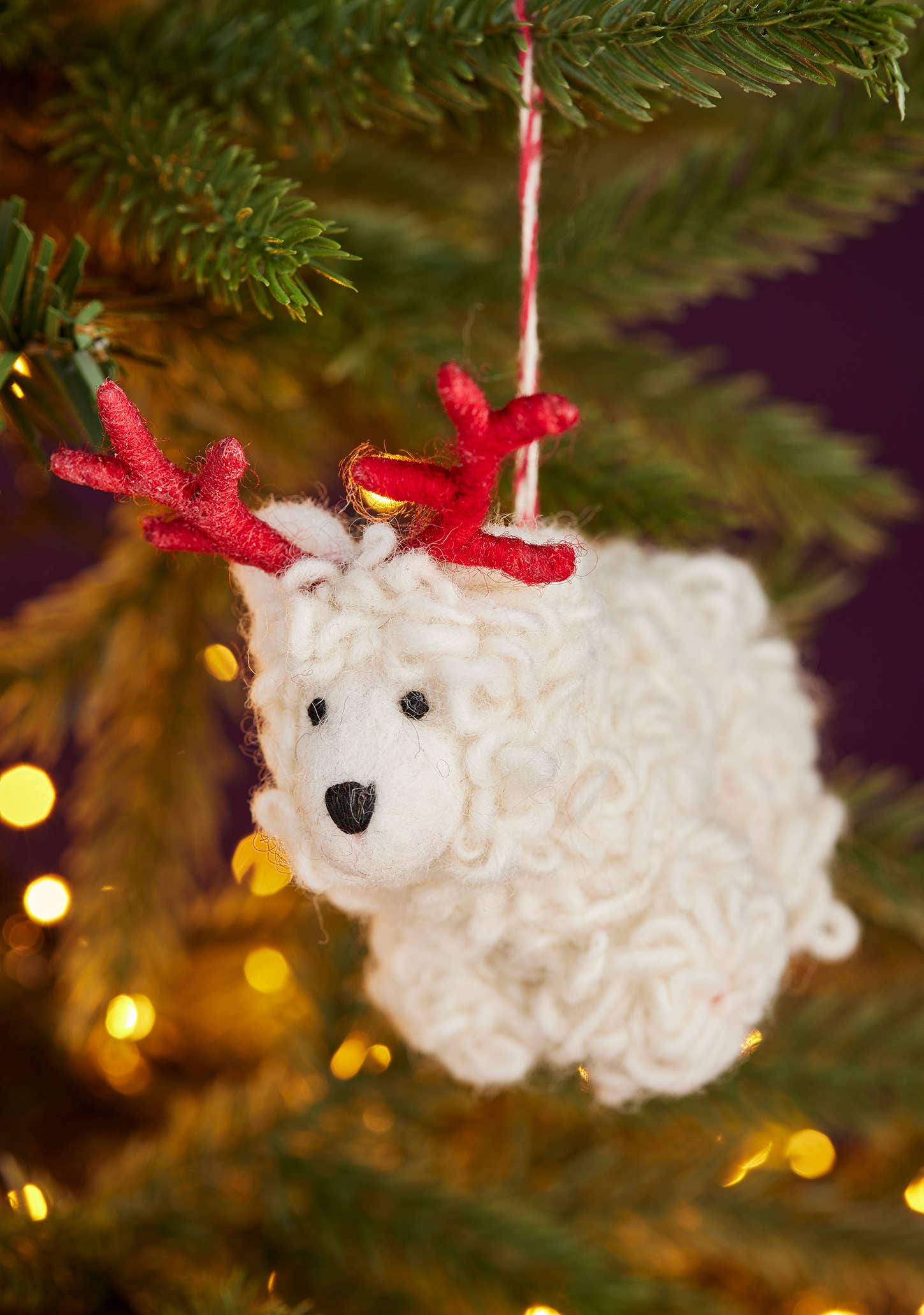 Namaste - Wholesale Christmas Decoration - Felt Woolly Sheep with Antlers Decoration0