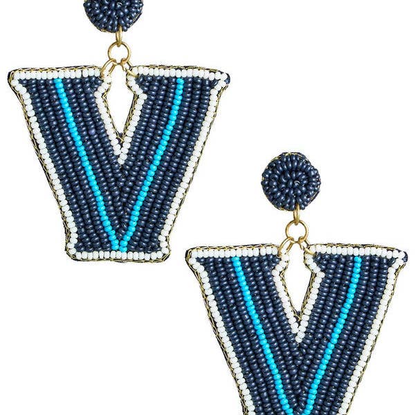 Lisi Lerch - Wholesale Dangle Earrings - "V" for Villanova - Fabric Backed Earrings - WS2