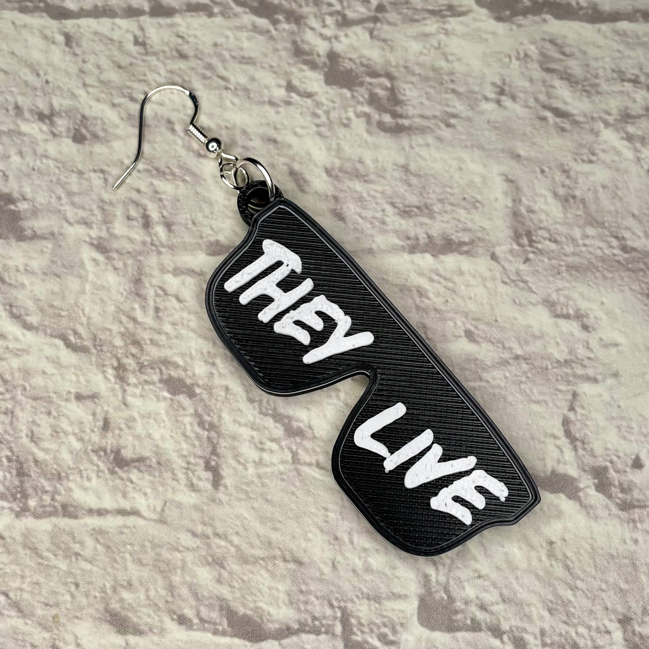 Cryptid Craft Studio - Wholesale Dangle Earrings - They Live Sunglasses Horror Statement Earrings 3D Printed2