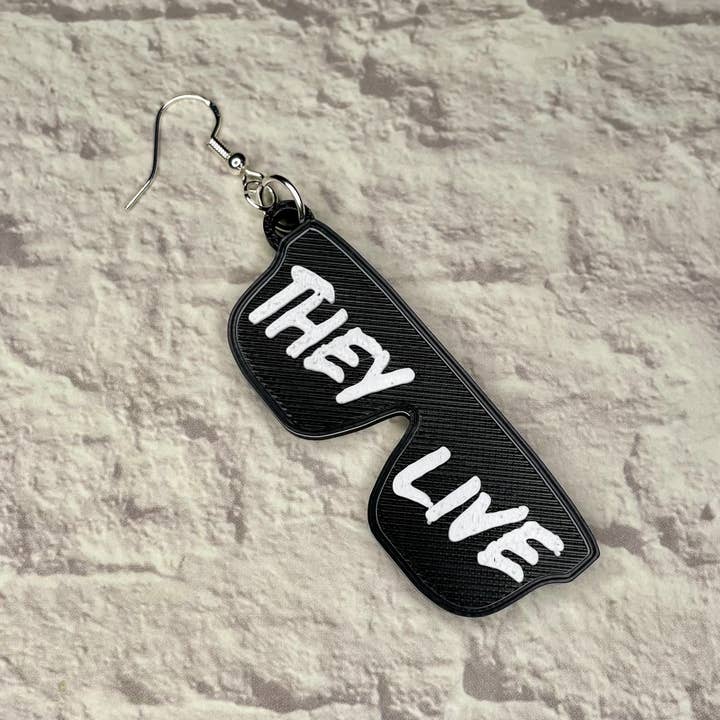 Cryptid Craft Studio - Wholesale Dangle Earrings - They Live Sunglasses Horror Statement Earrings 3D Printed2