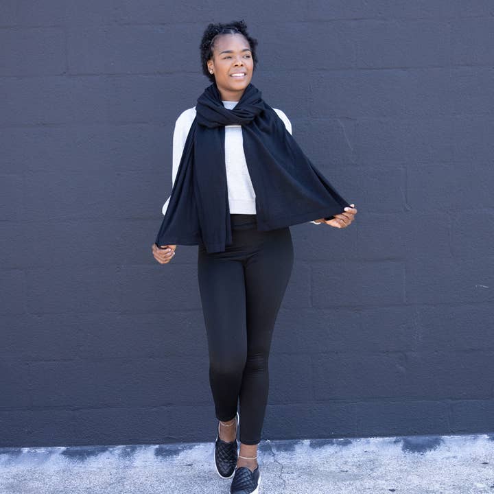 zestt organics - Wholesale Scarf - Women's - Dreamsoft Organic Cotton Travel Scarf - Black2