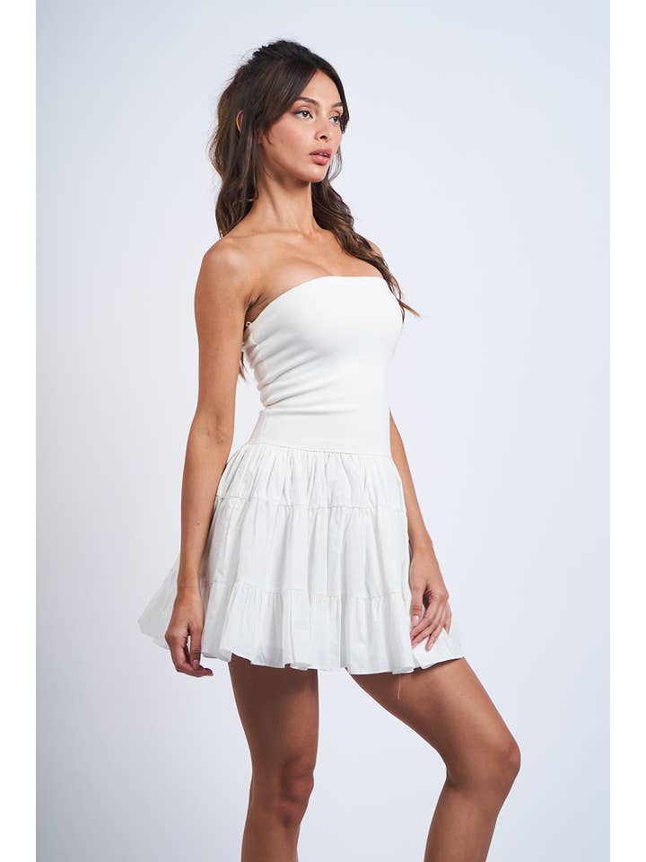 Sky to Moon - Wholesale Dress - Women's - SOLID COLOR DROP-WAIST TIERED TUBE MINI DRESS29