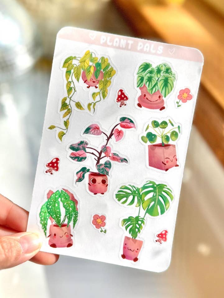 Folha de Autocolantes Kawaii para Pais de Plantas: Begónia, Monstera, Pothos por atacado de BriPrice Artistry