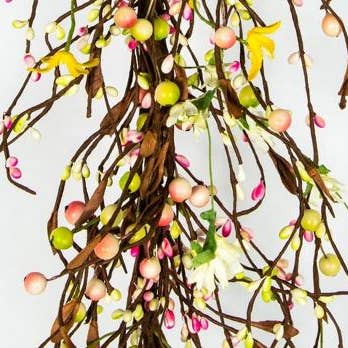 Gemischte Beerengirlande mit Forsythie und passenden Blumen für den Großhandel von KMI International Corp.