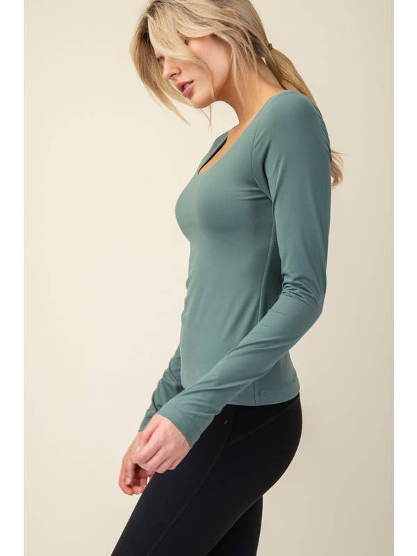 Sunday Morning - Wholesale Knit Top - Women's - T6799PL37 PLUS ROUND NECK LONG SLEEVE RECYCLED BUTTER TOP