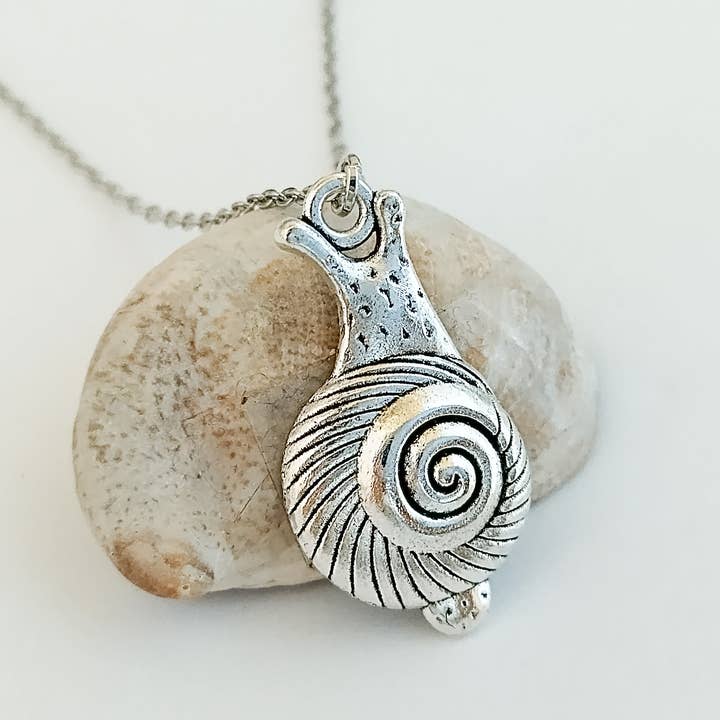 Quirky Snail Necklace, Silver Snail Necklace for wholesale by Piccadilly Pendants