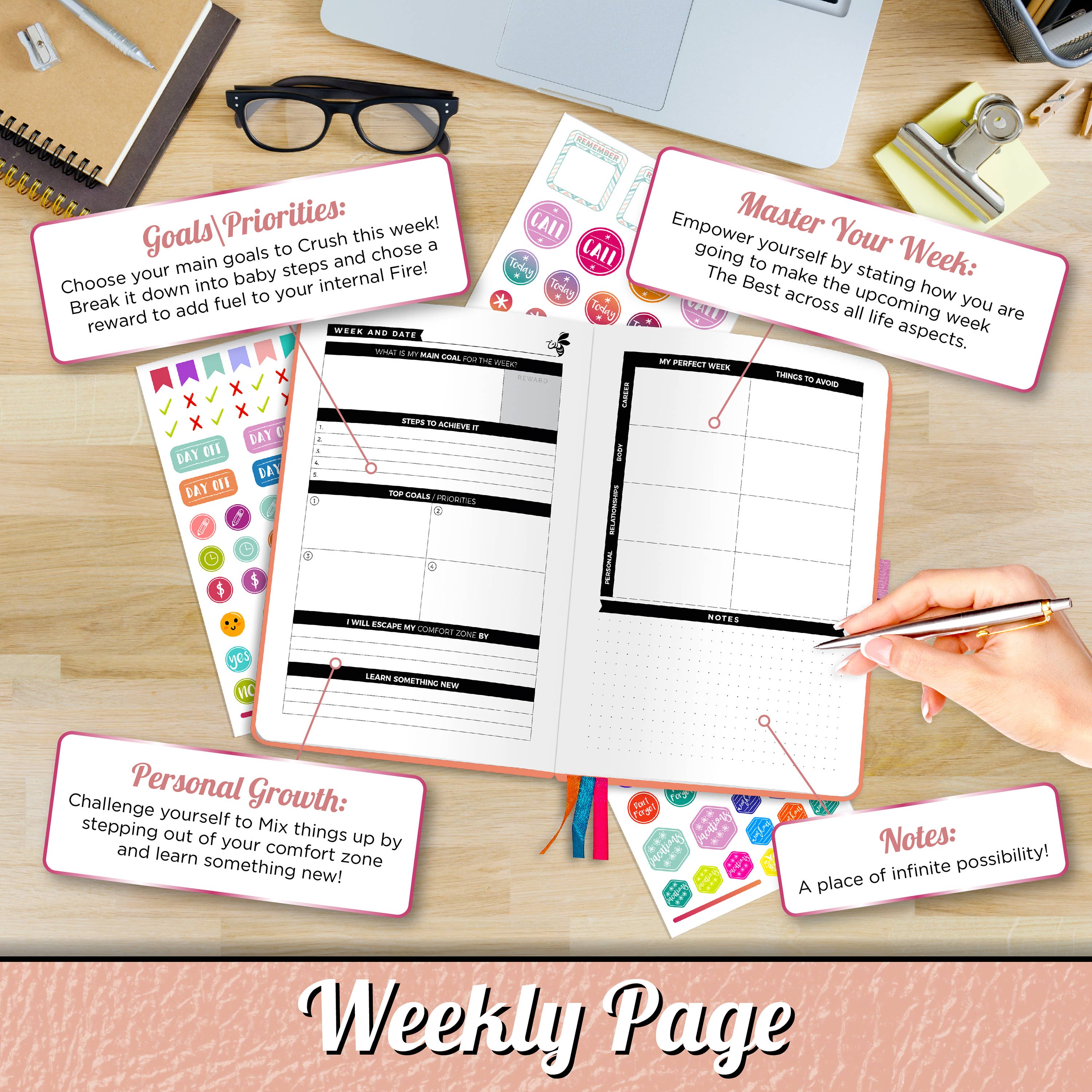 Savvy Bee – wholesale Planner – Savvy Bee Daily Planner - Pink6