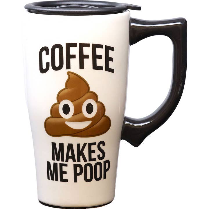 Coffee Makes Me Poop Trvl Mug for wholesale by Spoontiques, Inc