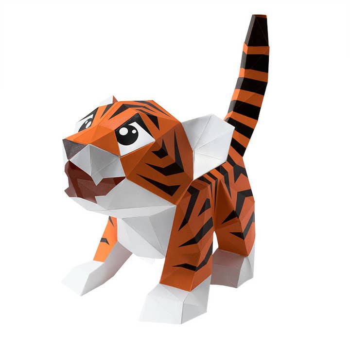 PAPERCRAFT WORLD - Vente Kit de bricolage - Modèle origami à double usage Baby Tiger, lampe animalière1