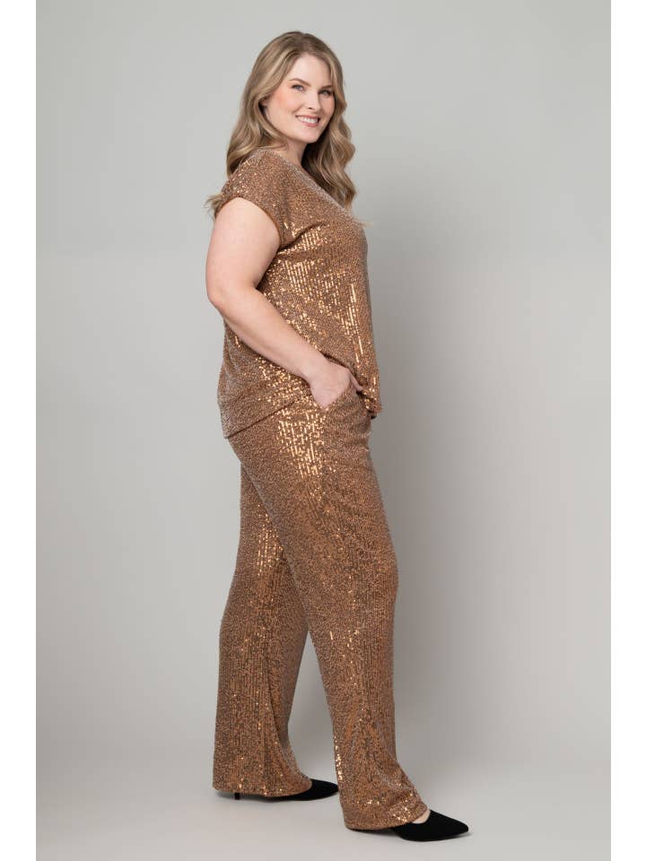 Pine Apparel - Wholesale Pants - Women's - Pull On Shimmer Wide Leg Pant - Curvy1