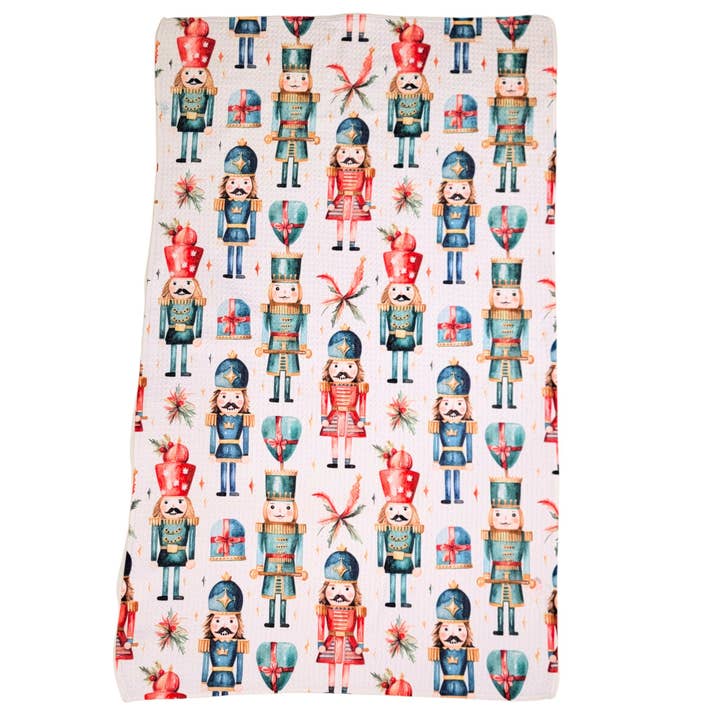 Driftless Studios - Wholesale Tea Towel - Christmas Nutcracker Christmas Decor Waffle Tea Towels