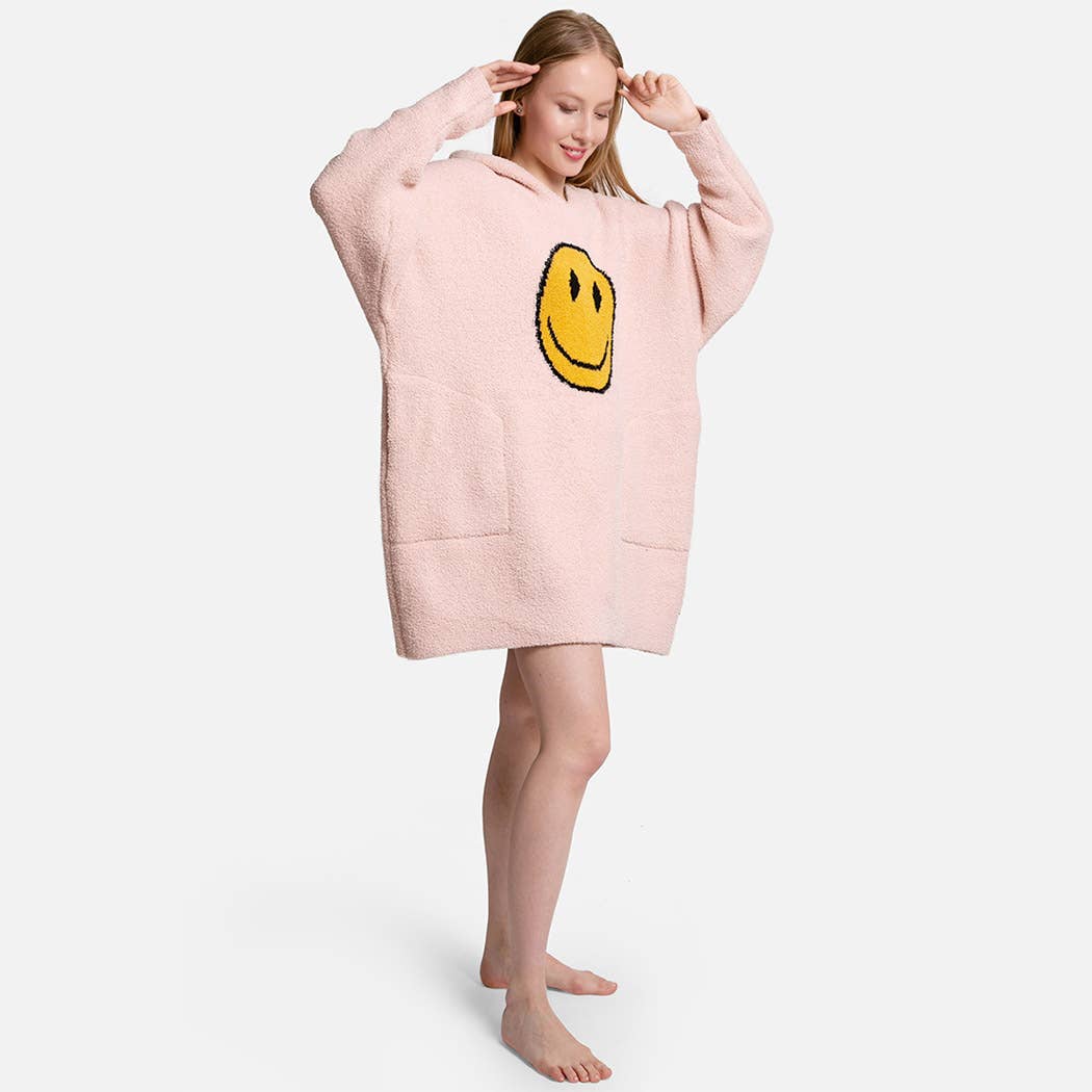 Fashion City - Wholesale Hoodie - Women's - Hooded Happy Face Snuggie with Pocket17