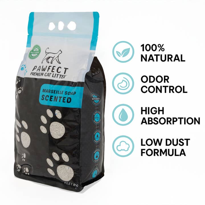 Pawfect Premium Cat Litter - Wholesale Cat Litter - Marseille Soap Scented Clumping Cat Litter – 17.2 lb / 9L
1