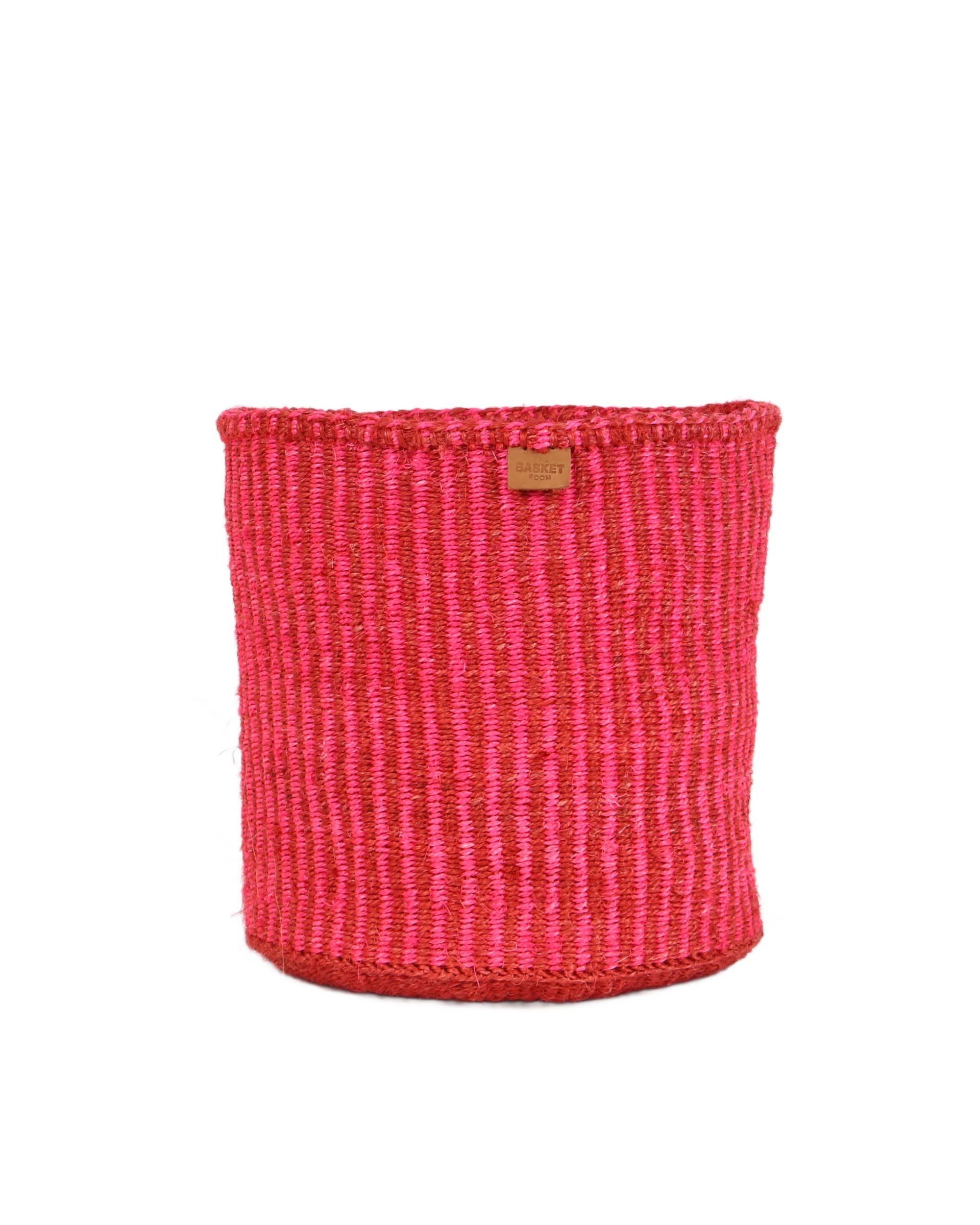 KIWANDA: Red & Pink Pinstripe Woven Summer Storage Basket | Colourful Planter | Toy Basket | Desk Tidy for wholesale on Faire0