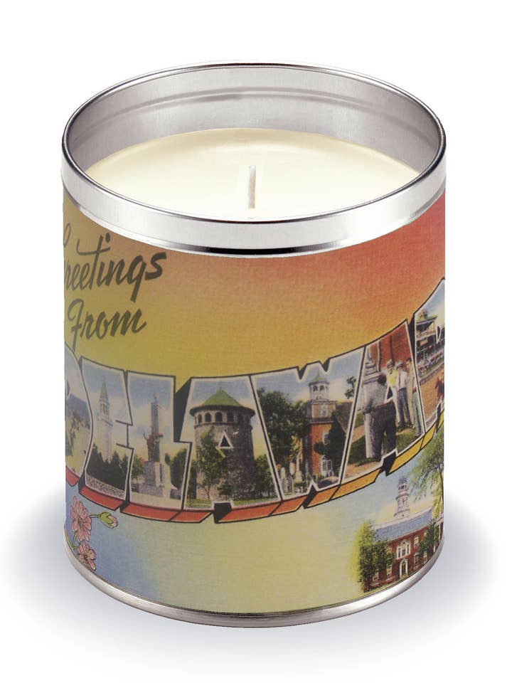 Greetings from Delaware Candle for wholesale by Aunt Sadie's Candles