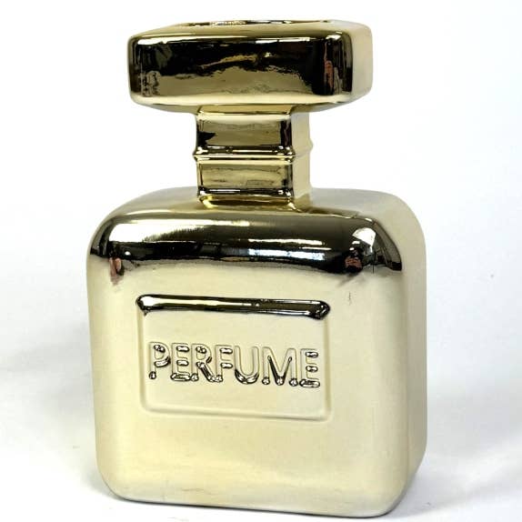 Vaso a forma di bottiglia di profumo Electro Gold per la vendita all'ingrosso da parte di McGowan & Rutherford Ltd